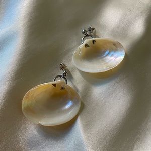 Soft Blonde mermaid’s toenail pierced shell earrings